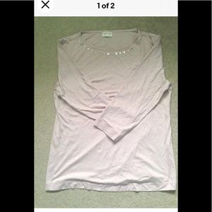 New mauve dusty rose pastel pink embellished top 3/4 sleeve